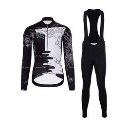 HOLOKOLO Cycling long sleeve jersey and bibtights - VENTURE LADY WINTER - black/white