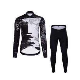 HOLOKOLO Cycling long sleeve jersey and bibtights - VENTURE LADY WINTER - white/black