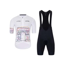 HOLOKOLO Cycling short sleeve jersey and shorts - MAAPPI II. ELITE - white/multicolour/black
