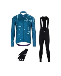 HOLOKOLO Cycling long sleeve jersey and bibtights - PASSION WINTER - blue/black