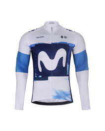 BONAVELO Cycling long sleeve jersey and bibtights - MOVISTAR 2025 WINTER - blue/black/white