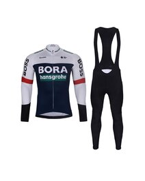 BONAVELO Cycling long sleeve jersey and bibtights - BORA 2025 WINTER - black/white/blue