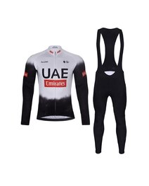 BONAVELO Cycling long sleeve jersey and bibtights - UAE 2025 WINTER - white/black