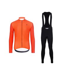 HOLOKOLO Cycling long sleeve jersey and bibtights - PERFORMANCE WINTER - orange/black