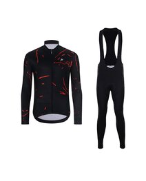 HOLOKOLO Cycling long sleeve jersey and bibtights - PASSION WINTER - black/red