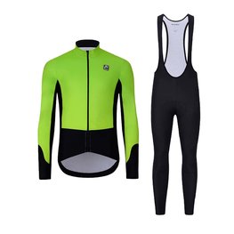 HOLOKOLO Cycling winter set with jacket - CLASSIC - black/light green