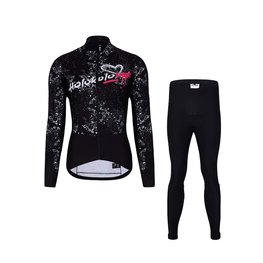 HOLOKOLO Cycling winter set with jacket - GRAFFITI LADY - black/white