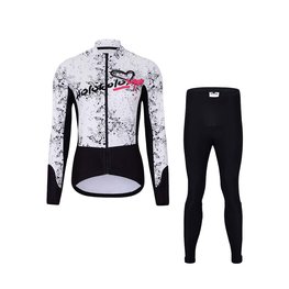 HOLOKOLO Cycling winter set with jacket - GRAFFITI LADY - white/black