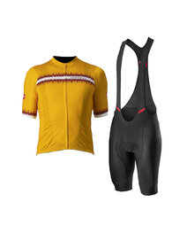 CASTELLI Cycling short sleeve jersey and shorts - GRIMPEUR - orange/black