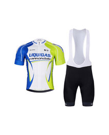 BONAVELO Cycling short sleeve jersey and shorts - LIQUIGAS CANNONDALE - black/blue/green