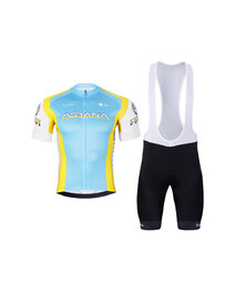 BONAVELO Cycling short sleeve jersey and shorts - ASTANA - black/blue/yellow