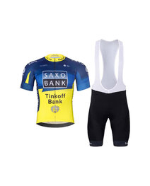 BONAVELO Cycling short sleeve jersey and shorts - SAXO BANK TINKOFF - yellow/blue/black