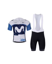 BONAVELO Cycling short sleeve jersey and shorts - MOVISTAR 2025 - white/blue/black