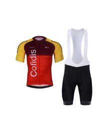 BONAVELO Cycling short sleeve jersey and shorts - COFIDIS 2025 - black/orange/red