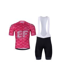 BONAVELO Cycling short sleeve jersey and shorts - EDUCATION FIRST 2025 - pink/black
