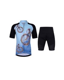 HOLOKOLO Cycling short sleeve jersey and shorts - RIDERS KIDS - black/blue/multicolour