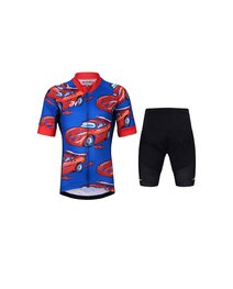 HOLOKOLO Cycling short sleeve jersey and shorts - CARS - red/black/blue
