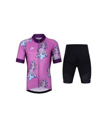 HOLOKOLO Cycling short sleeve jersey and shorts - UNICORNS - purple/black