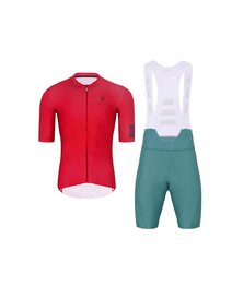 HOLOKOLO Cycling short sleeve jersey and shorts - VICTORIOUS - green/red