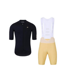 HOLOKOLO Cycling short sleeve jersey and shorts - VICTORIOUS GOLD - beige/black