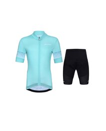 HOLOKOLO Cycling short sleeve jersey and shorts - FLOW JUNIOR - black/green
