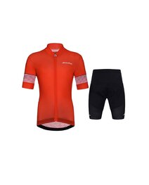HOLOKOLO Cycling short sleeve jersey and shorts - FLOW JUNIOR - black/red