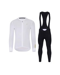 HOLOKOLO Cycling long sleeve jersey and bibtights - VICTORIOUS GOLD - white/black