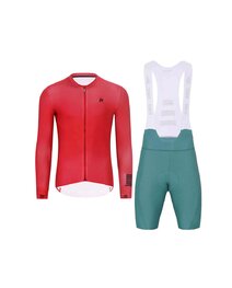 HOLOKOLO Cycling short sleeve jersey and shorts - VICTORIOUS - green/red