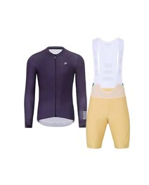 HOLOKOLO Cycling short sleeve jersey and shorts - VICTORIOUS - beige/purple