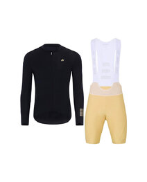 HOLOKOLO Cycling long sleeve jersey and bibtights - VICTORIOUS GOLD - beige/gold/black