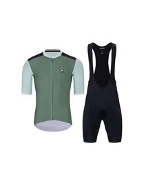 HOLOKOLO Cycling short sleeve jersey and shorts - TECHNICAL - green/black