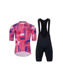 HOLOKOLO Cycling short sleeve jersey and shorts - set - blue/black/pink