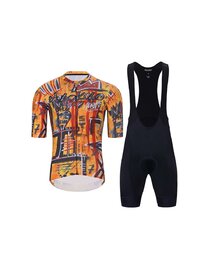 HOLOKOLO Cycling short sleeve jersey and shorts - WILDLY  - yellow/black/multicolour