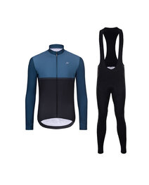 HOLOKOLO Cycling winter set with jacket - STRIPES WINTER - black/blue