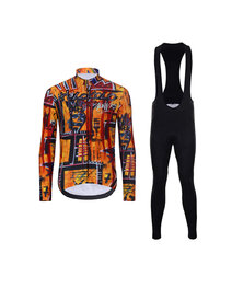 HOLOKOLO Cycling winter set with jacket - WILDLY WINTER - multicolour/black/yellow