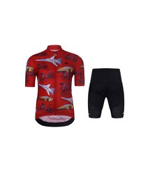 HOLOKOLO Cycling short sleeve jersey and shorts - SPEED - black/red/multicolour