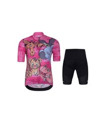 HOLOKOLO Cycling short sleeve jersey and shorts - SAFARI - black/pink/multicolour