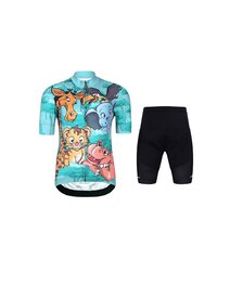 HOLOKOLO Cycling short sleeve jersey and shorts - SAFARI - multicolour/turquoise/black
