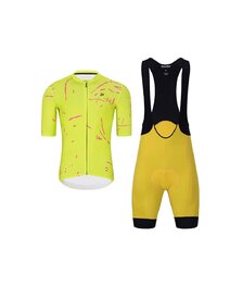 HOLOKOLO Cycling short sleeve jersey and shorts - PASSION - yellow/pink