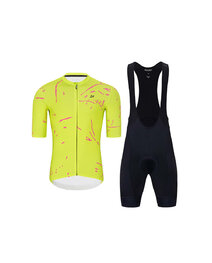 HOLOKOLO Cycling short sleeve jersey and shorts - PASSION - yellow/pink