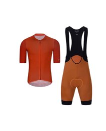 HOLOKOLO Cycling short sleeve jersey and shorts - PERFORMANCE - orange/brown