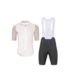 HOLOKOLO Cycling short sleeve jersey and shorts - PERFORMANCE - beige/black