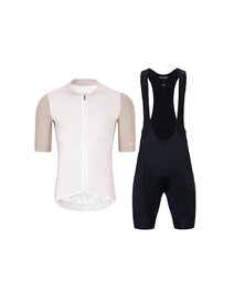 HOLOKOLO Cycling short sleeve jersey and shorts - PERFORMANCE - black/beige