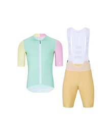 HOLOKOLO Cycling short sleeve jersey and shorts - PERFORMANCE - beige/pink/light green