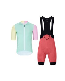 HOLOKOLO Cycling short sleeve jersey and shorts - PERFORMANCE - pink/light green