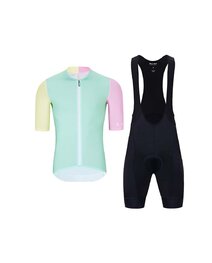 HOLOKOLO Cycling short sleeve jersey and shorts - PERFORMANCE - pink/green