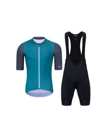 HOLOKOLO Cycling short sleeve jersey and shorts - PERFORMANCE - green/purple