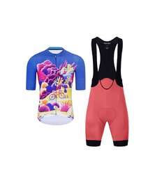 HOLOKOLO Cycling short sleeve jersey and shorts - VOYAGE - pink/blue/multicolour