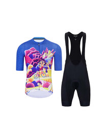 HOLOKOLO Cycling short sleeve jersey and shorts - VOYAGE - multicolour/blue