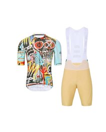 HOLOKOLO Cycling short sleeve jersey and shorts - WILDLY II - beige/light blue/multicolour
